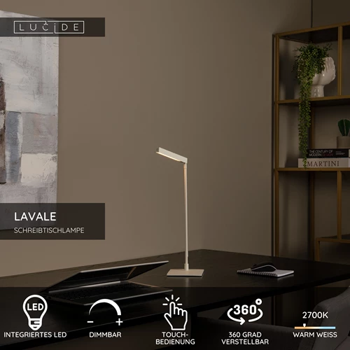 Lucide LAVALE - Schreibtischlampe - LED Dim. - 1x3W 2700K - Weiß - USP